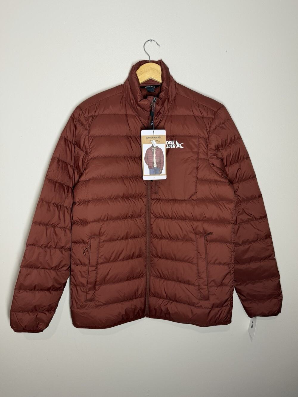Eddie Bauer Down Packable Jacket Mens Small Puffer Lightweight Quilted Travel